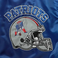 Men's Starter Royal/Red New England Patriots Locker Room Throwback Satin Varsity Full-Snap Jacket