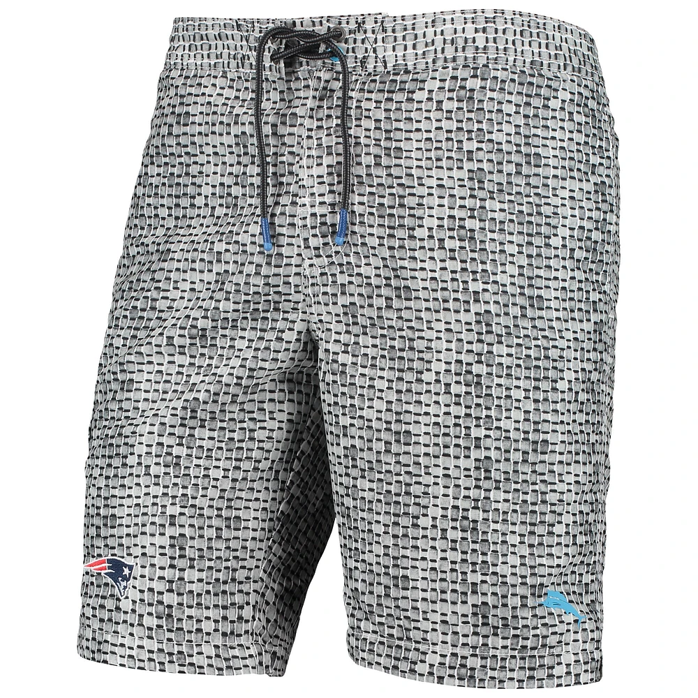 Men's Tommy Bahama Gray New England Patriots Baja Geo Wave Swim Shorts