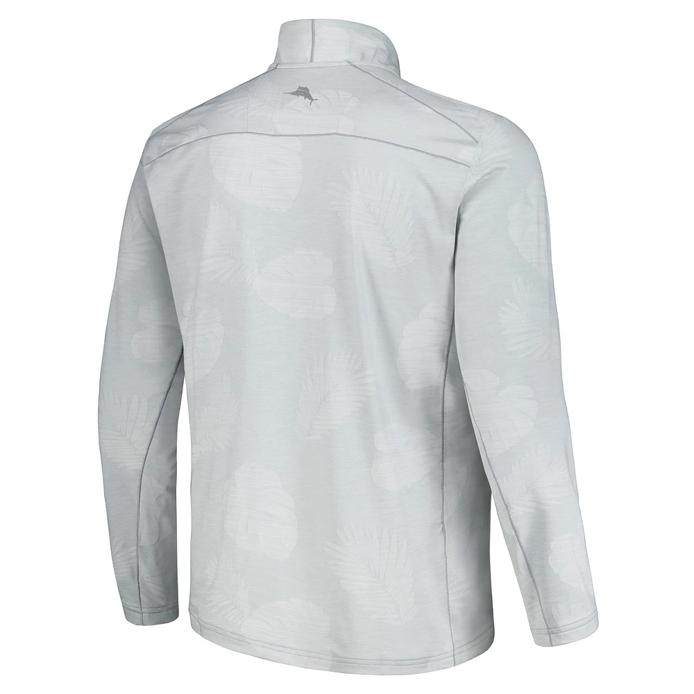 Men's Tommy Bahama Gray New England Patriots Delray Frond IslandZone Half-Zip Sweatshirt