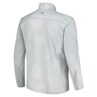 Men's Tommy Bahama Gray New England Patriots Delray Frond IslandZone Half-Zip Sweatshirt