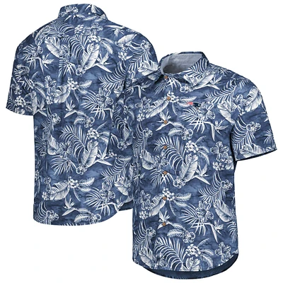 Chemise Tommy Bahama bleu marine New England Patriots Aqua Lush entièrement boutonnée pour homme