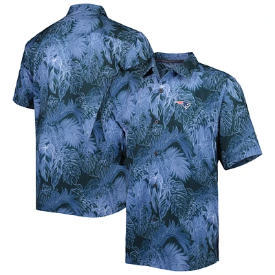 Chemise boutonnée pour homme Tommy Bahama Navy New England Patriots Big & Tall Coast Luminescent Fronds Camp IslandZone
