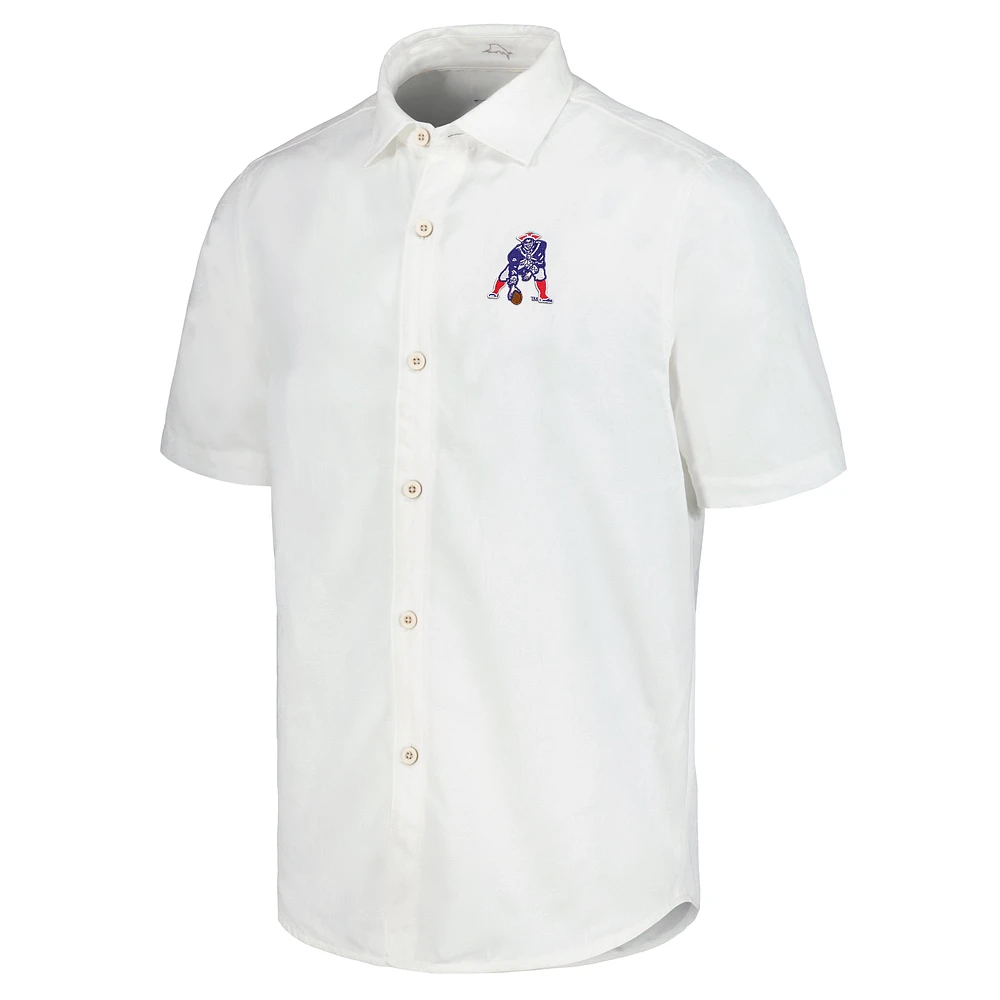 Chemise de camp boutonnée Tommy Bahama pour hommes, New England Patriots Sport Coconut Point Palm Vista IslandZone