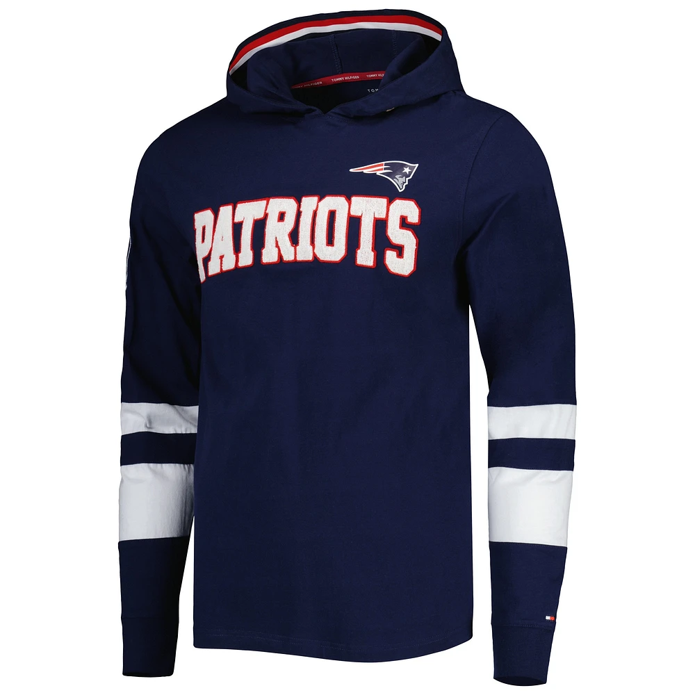 T-shirt à capuche Tommy Hilfiger pour homme bleu marine/blanc New England Patriots Alex