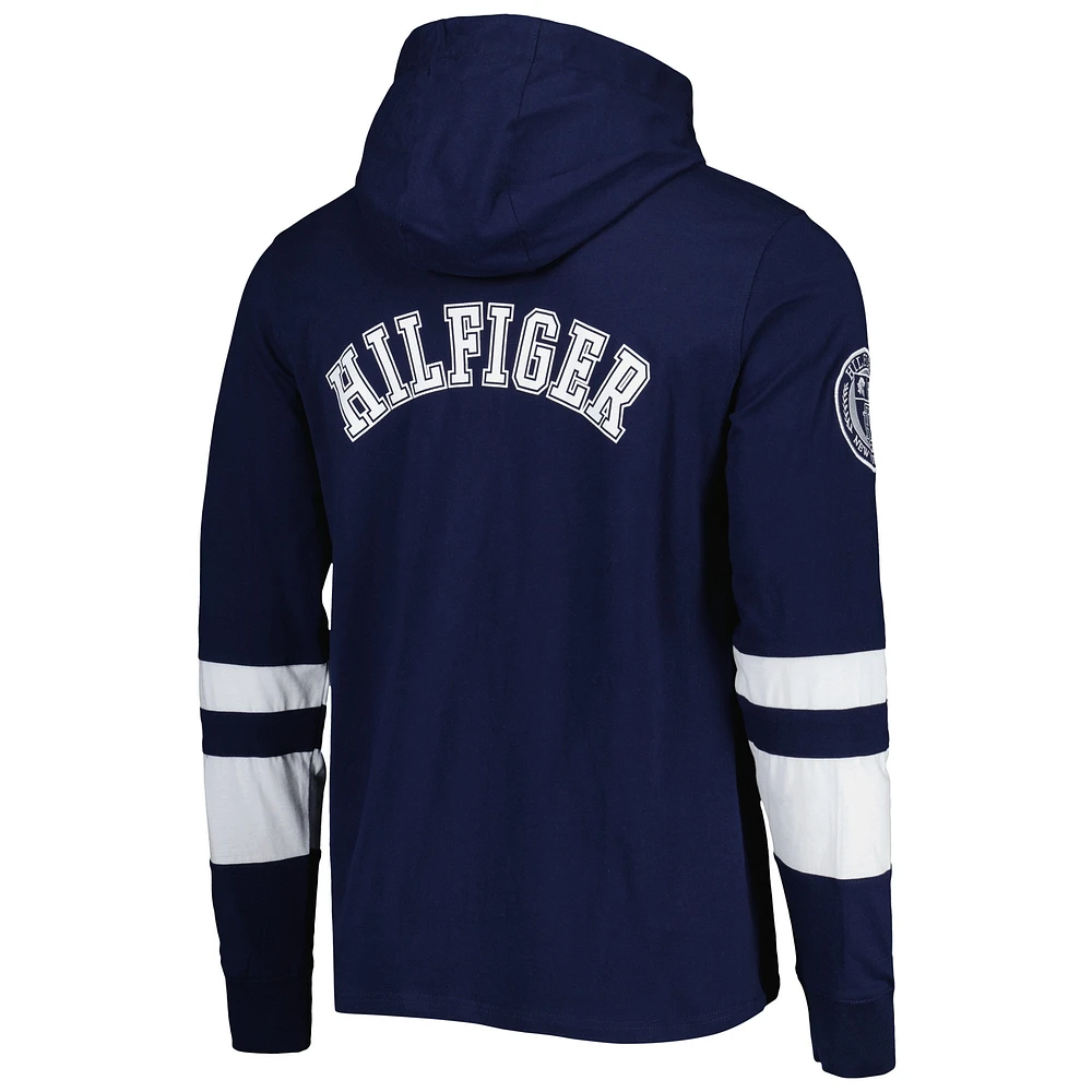 T-shirt à capuche Tommy Hilfiger pour homme bleu marine/blanc New England Patriots Alex
