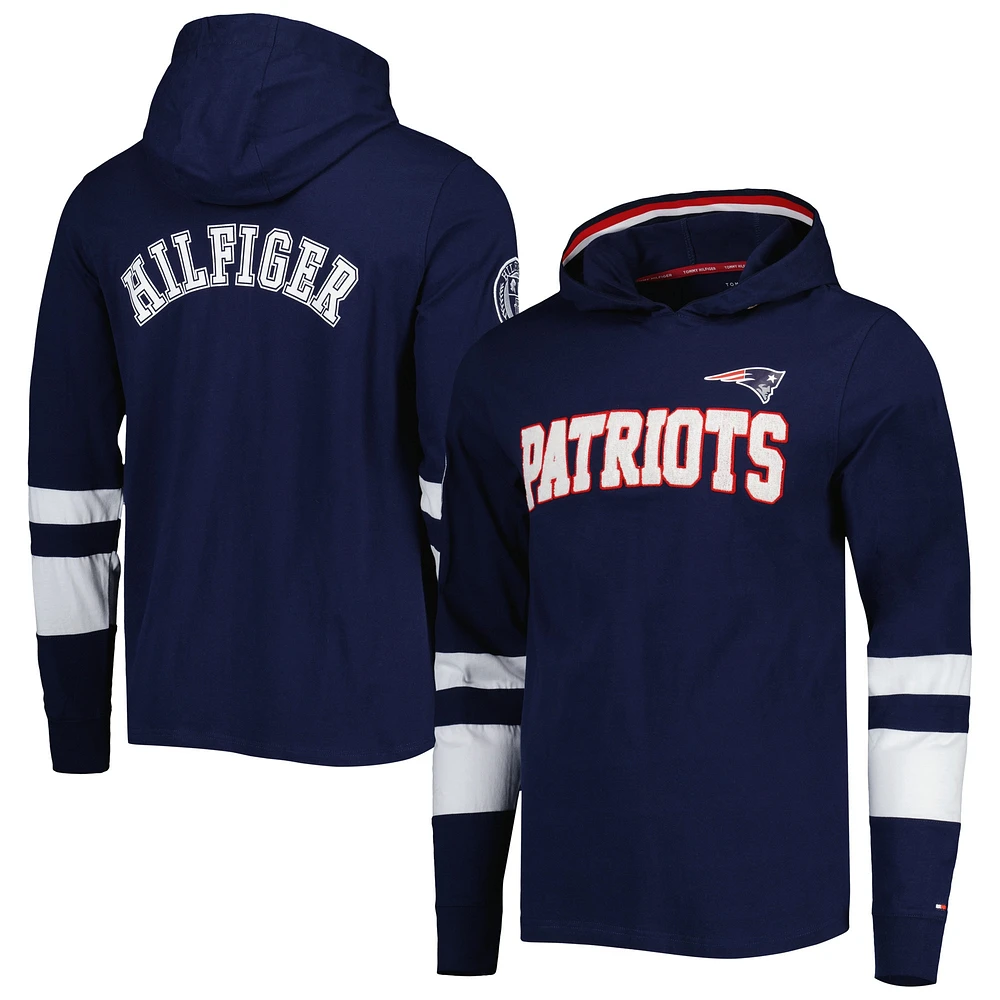 T-shirt à capuche Tommy Hilfiger pour homme bleu marine/blanc New England Patriots Alex