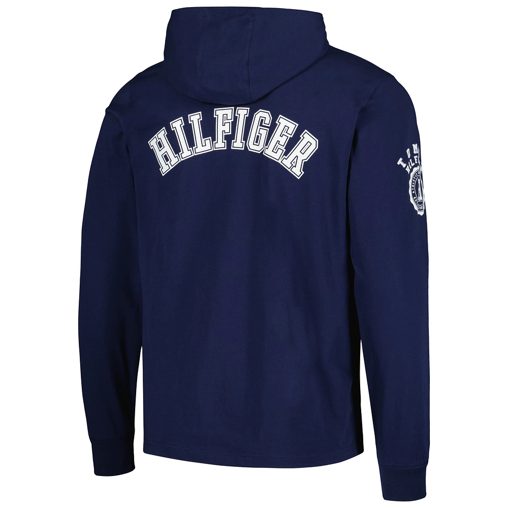 Men's Tommy Hilfiger  Navy New England Patriots Morgan Long Sleeve Hoodie T-Shirt