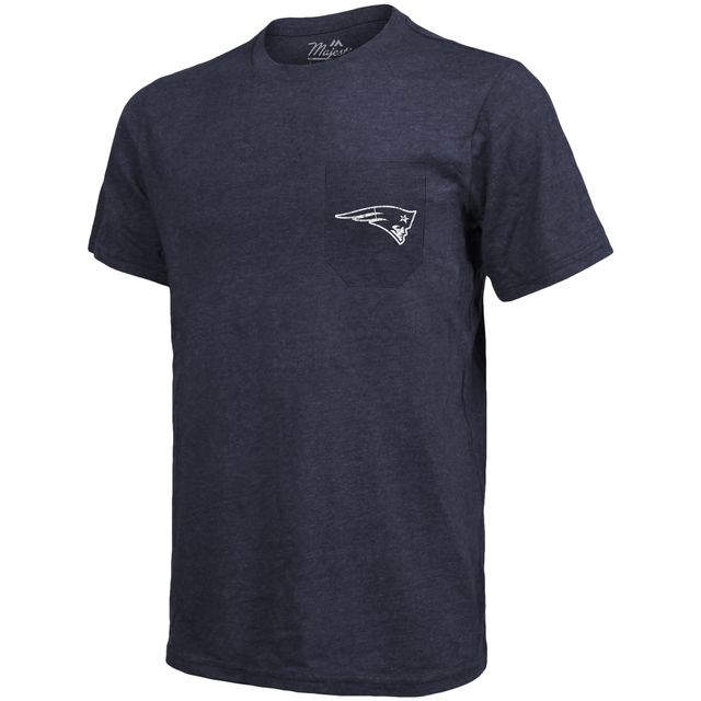 T-Shirt Tri-Blend Pocket New England Patriots Majestic Threads - Bleu Marine Chiné