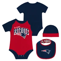 Newborn & Infant New England Patriots Dynamic Duo Bodysuit, Bib Knit Hat Set