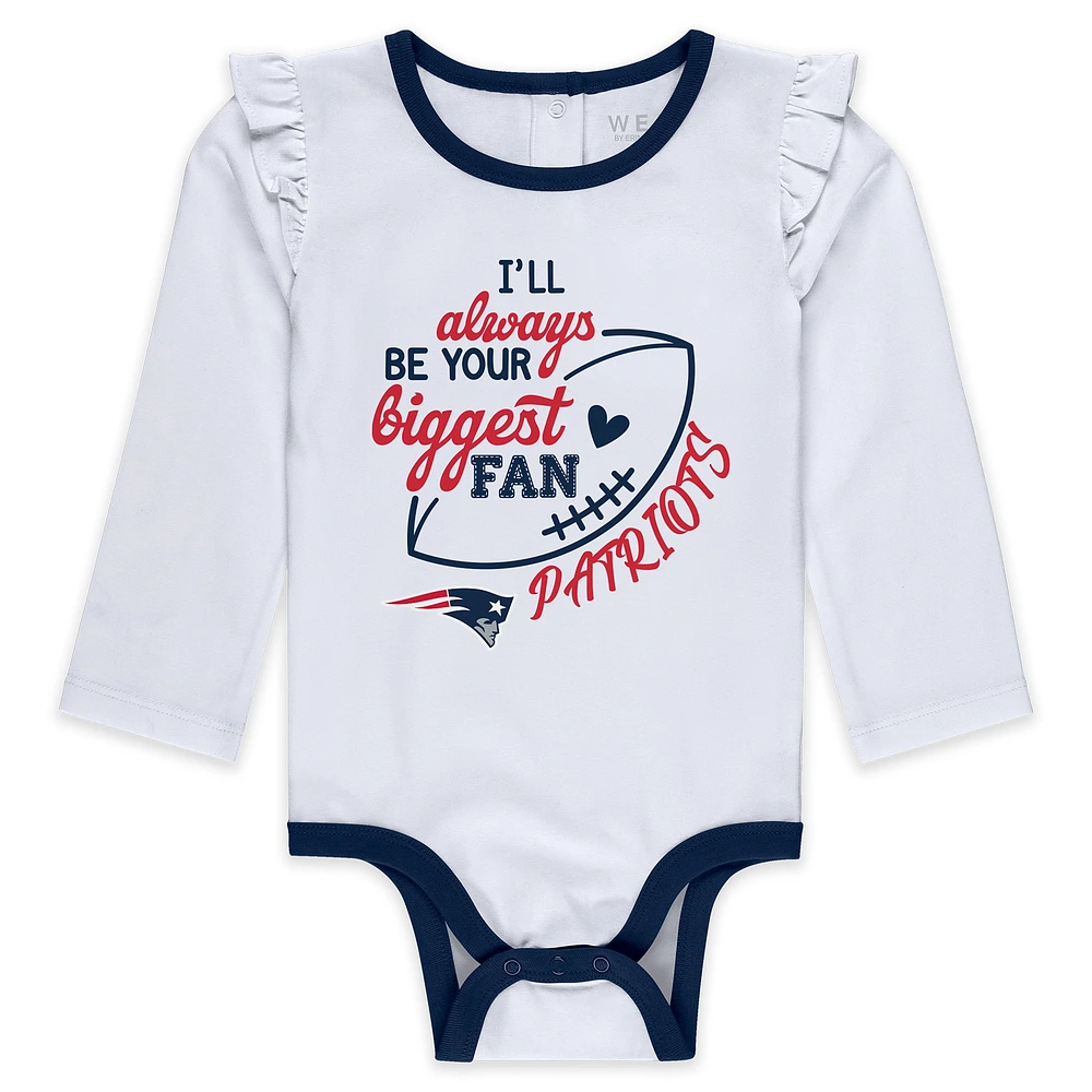 Newborn & Infant WEAR by Erin Andrews New England Patriots Three-Piece Long Sleeve Bodysuit, Tutu and Sweatpants Set