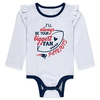 Newborn & Infant WEAR by Erin Andrews New England Patriots Three-Piece Long Sleeve Bodysuit, Tutu and Sweatpants Set