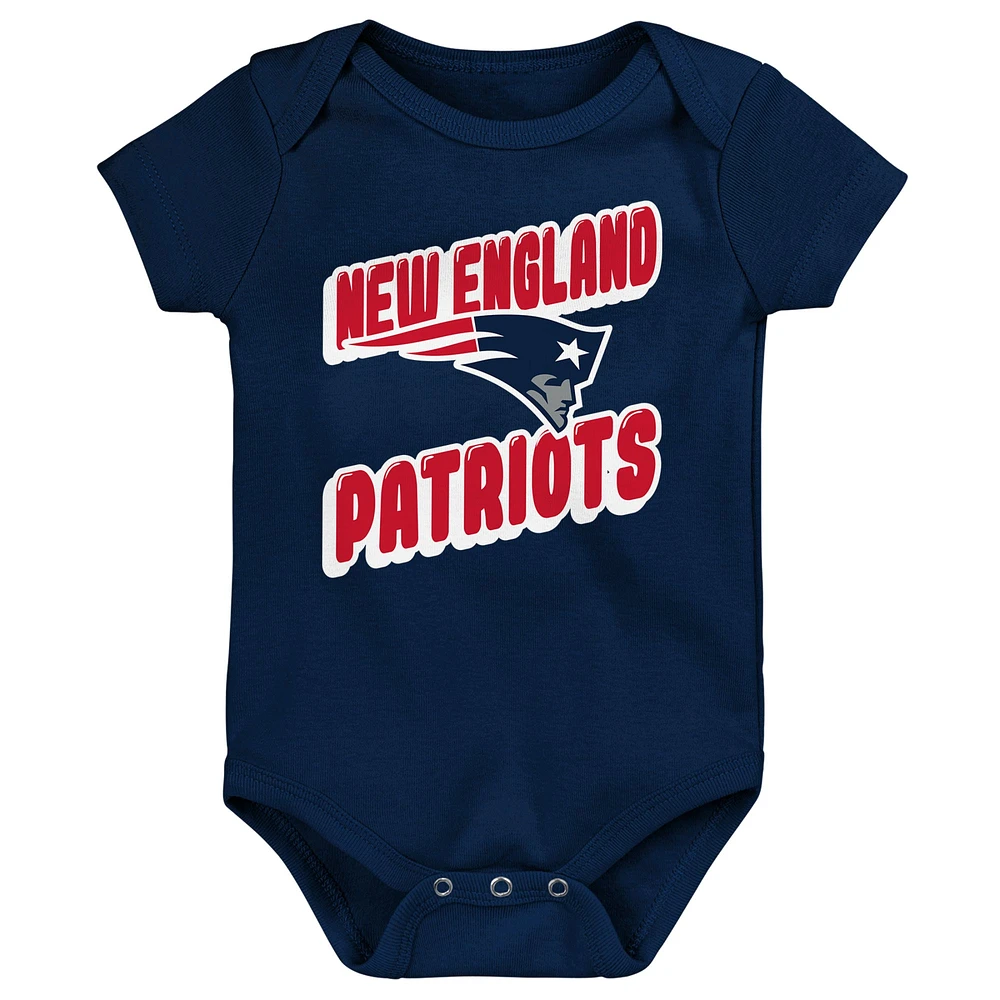 Newborn Navy New England Patriots  Sunday Comics 3-Pack Bodysuit Set