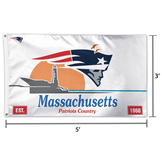 WinCraft New England Patriots Massachusetts State License Plate Drapeau unilatéral 3 pi x 5 pi