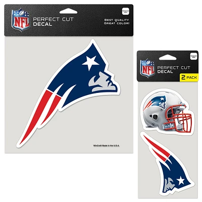 Lot de trois autocollants WinCraft New England Patriots à découpe parfaite