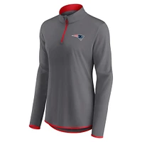Women's Fanatics  Gray New England Patriots Corner Long Sleeve 1/4 Zip Top