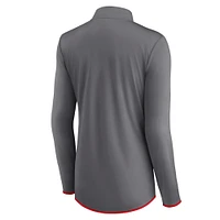 Women's Fanatics  Gray New England Patriots Corner Long Sleeve 1/4 Zip Top