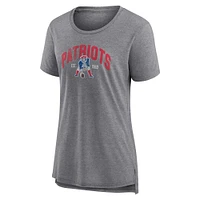 Women's Fanatics Heathered Gray New England Patriots Drop Back Modern T-Shirt