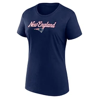 Women's Fanatics  Navy/Heather Charcoal New England Patriots Script T-Shirt & Shorts Lounge Set