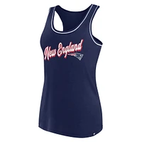 Women's Fanatics Navy New England Patriots Wordmark Logo Racerback Scoop Neck Tank Top