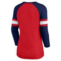 Women's Fanatics Red/Navy New England Patriots Team Arch Raglan 3/4-Sleeve Notch-Neck T-Shirt