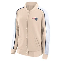 Women's Fanatics Tan New England Patriots Lounge Full-Snap Varsity Jacket