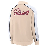 Women's Fanatics Tan New England Patriots Lounge Full-Snap Varsity Jacket
