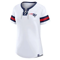 Women's Fanatics White New England Patriots Sunday Best Lace-Up T-Shirt