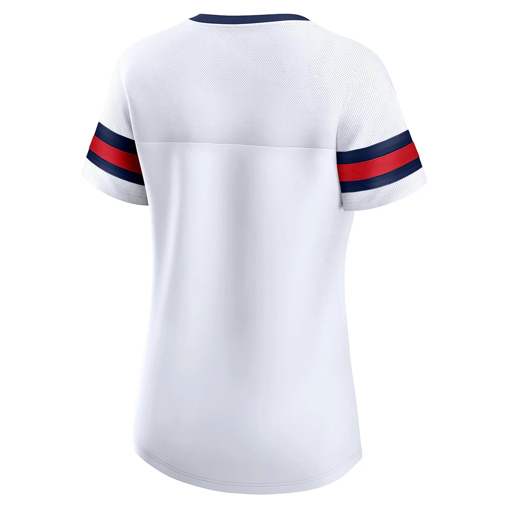 Women's Fanatics White New England Patriots Sunday Best Lace-Up T-Shirt
