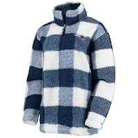Women's G-III 4Her by Carl Banks Navy New England Patriots Sherpa Plaid Quarter-Zip Jacket