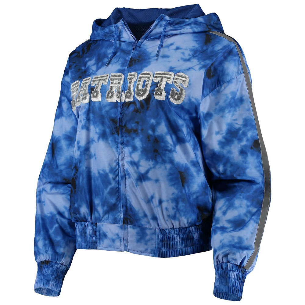 Women's Mitchell & Ness Navy New England Patriots Galaxy Full-Zip Windbreaker Hoodie Jacket