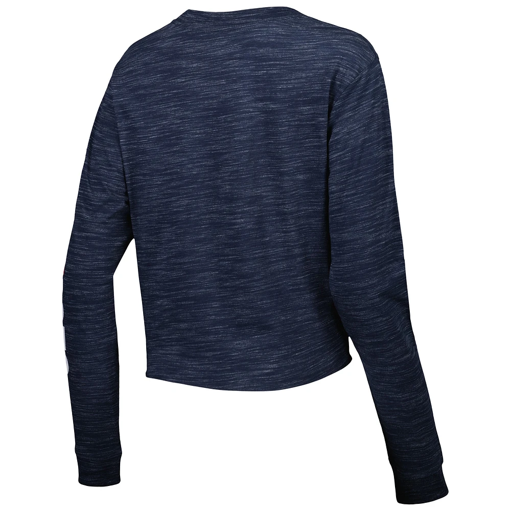 Women's New Era Navy England Patriots Crop Long Sleeve T-Shirt