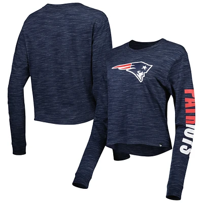 Women's New Era Navy England Patriots Crop Long Sleeve T-Shirt