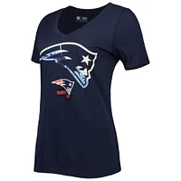 Women's New Era Navy England Patriots Ink Dye Sideline V-Neck T-Shirt