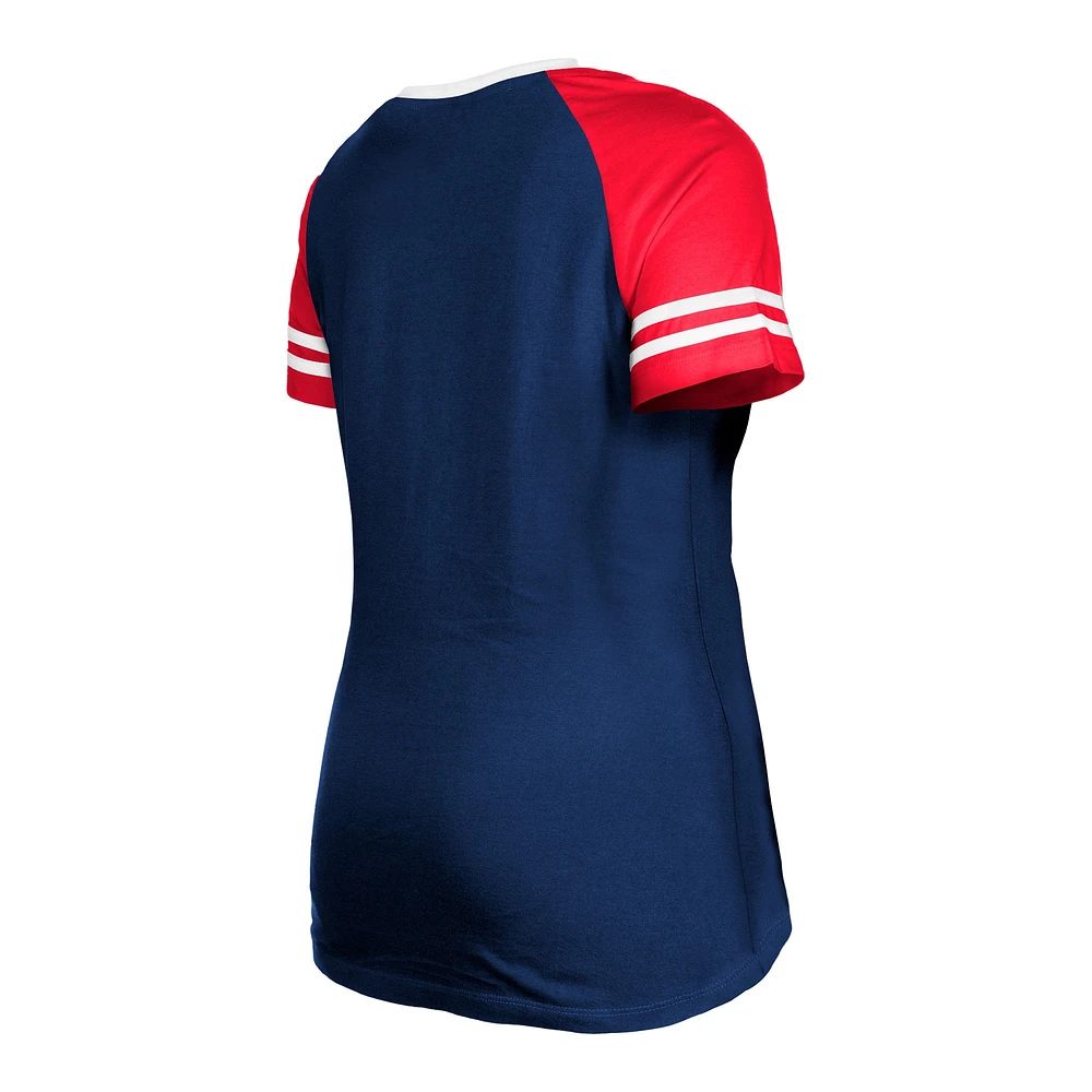 Women's New Era  Navy England Patriots Raglan Lace-Up T-Shirt