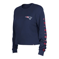 Women's New Era  Navy England Patriots Thermal Crop Long Sleeve T-Shirt