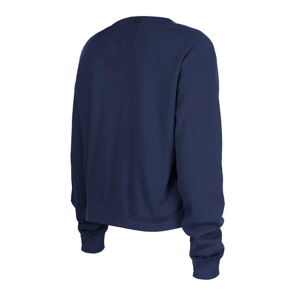 Women's New Era  Navy England Patriots Thermal Crop Long Sleeve T-Shirt