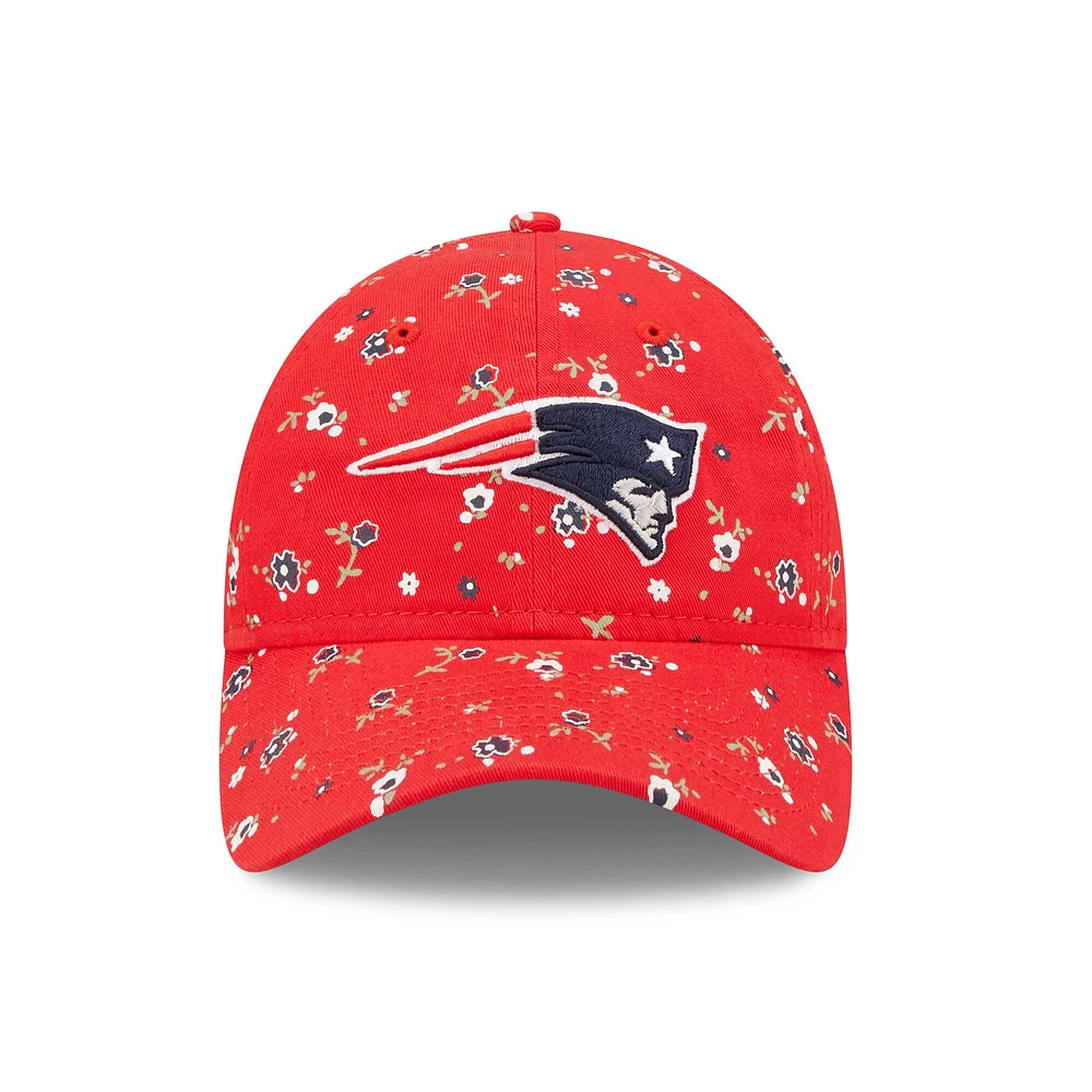 Women's New Era Red New England Patriots Logo Floral 9TWENTY - Adjustable Hat