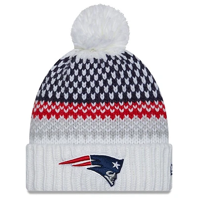 Bonnet en tricot à revers Sideline New Era New England Patriots 2023 pour femme avec pompon