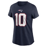 Women's Nike Drake Maye Navy New England Patriots  Name & Number T-Shirt
