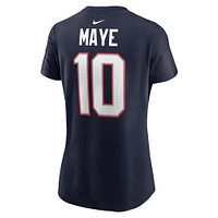 Women's Nike Drake Maye Navy New England Patriots  Name & Number T-Shirt