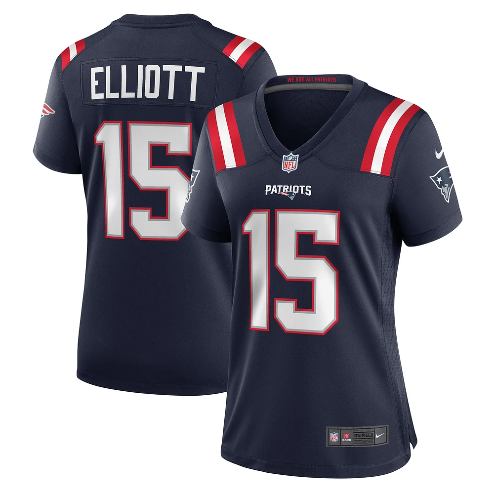 Maillot de joueur match Nike Ezekiel Elliott des New England Patriots pour femme, bleu marine