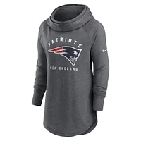 Women's Nike Heather Charcoal New England Patriots Raglan Funnel Neck Pullover Hoodie
