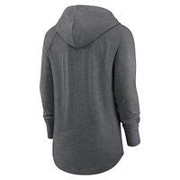 Women's Nike Heather Charcoal New England Patriots Raglan Funnel Neck Pullover Hoodie