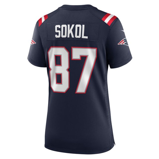 Maillot de joueur match des New England Patriots Nike Matt Sokol pour femme, bleu marine