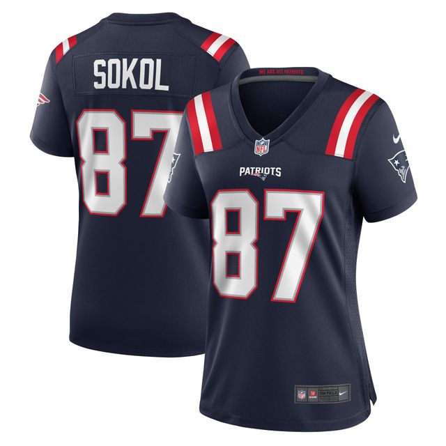 Maillot de joueur match des New England Patriots Nike Matt Sokol pour femme, bleu marine