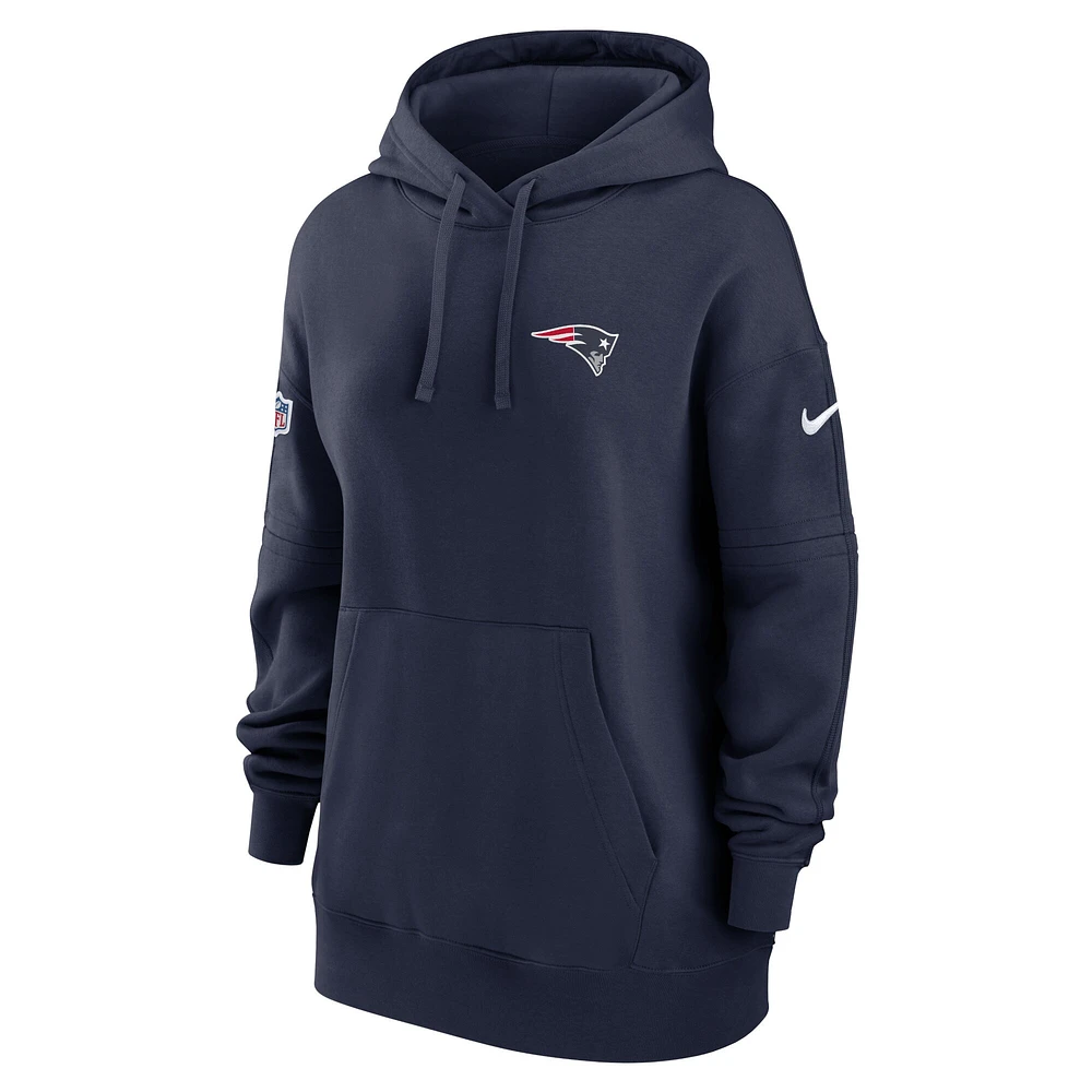 Sweat à capuche en molleton Nike New England Patriots Sideline Club pour femme - Bleu marine