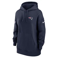 Sweat à capuche en molleton Nike New England Patriots Sideline Club pour femme - Bleu marine