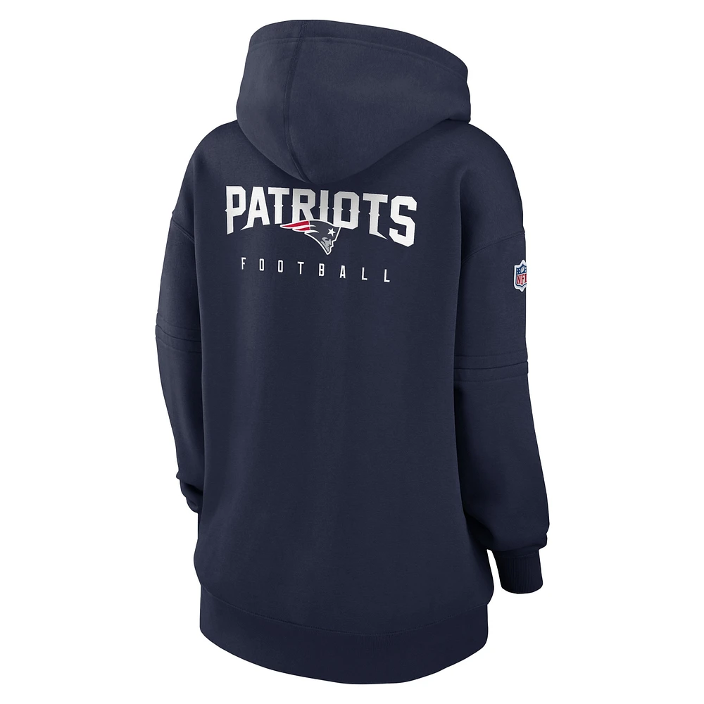 Sweat à capuche en molleton Nike New England Patriots Sideline Club pour femme - Bleu marine