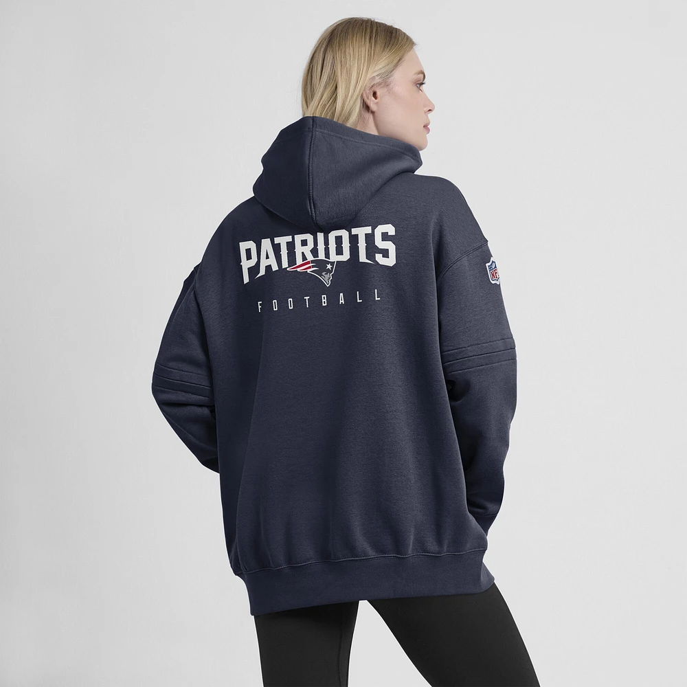 Sweat à capuche en molleton Nike New England Patriots Sideline Club pour femme - Bleu marine