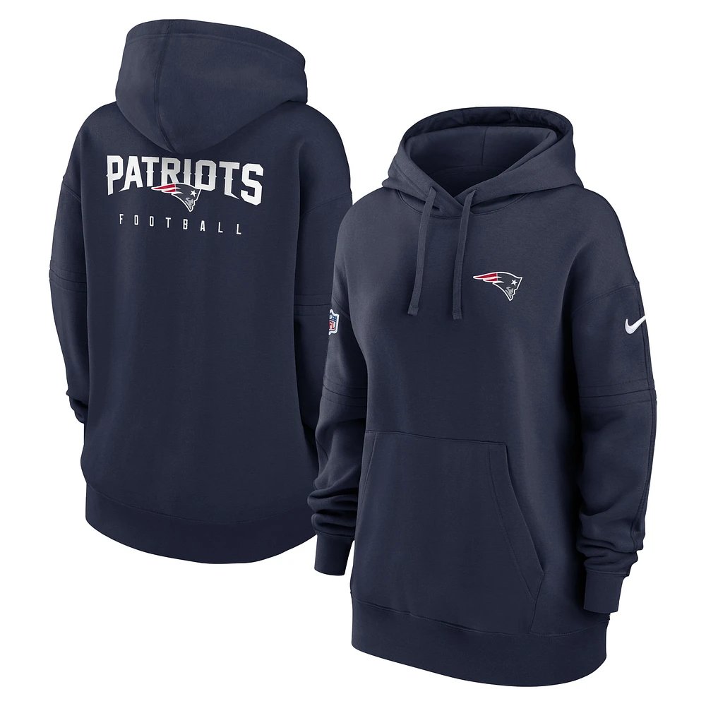 Sweat à capuche en molleton Nike New England Patriots Sideline Club pour femme - Bleu marine